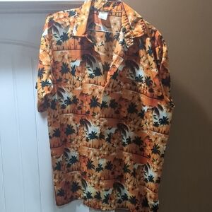 Tropical Orange Men's Hawaiian Shirt Size XL